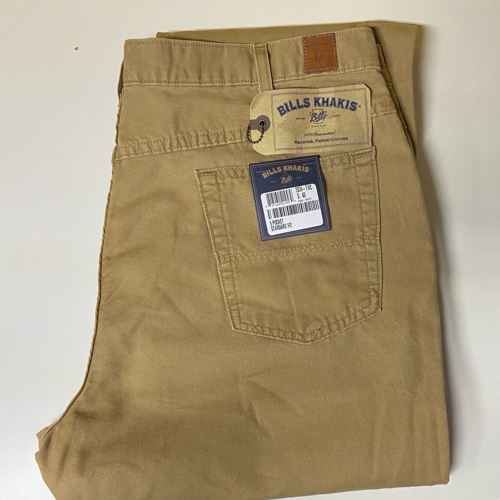 Bills khakis pants 5 Pocket Standard Fit 40/32 weathered canvas British Khaki